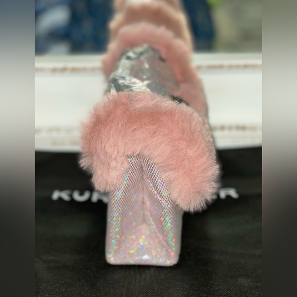 KURT GEIGER LONDON Mini Kensington Light Pink Faux Fur Crossbody Bag - Picture 2 of 11